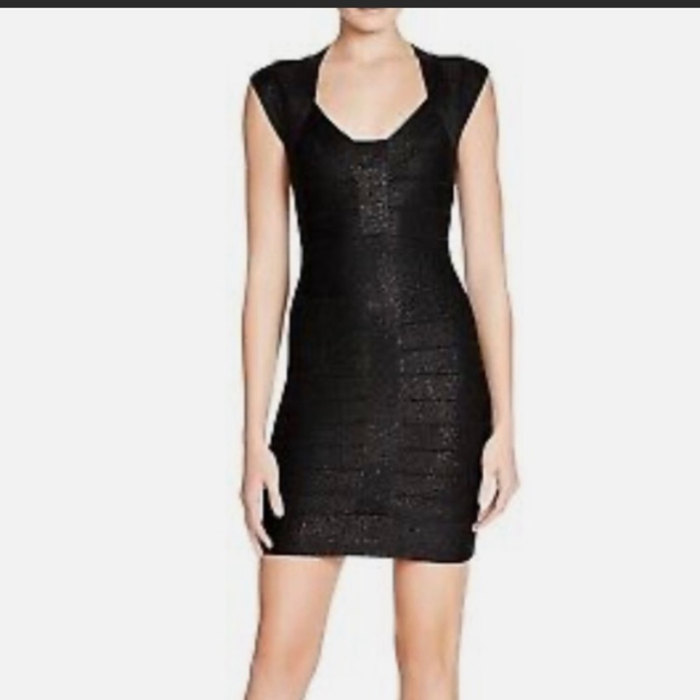 French Connection Black w/ Shimmer Bodycon Dress size 4